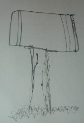 Drawing of a mailbox